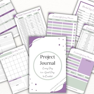 Crochet Project Planner - Project Journal - Crochet Journal - Crochet Size Charts - Printable Crochet Project Planner - Printable Planner