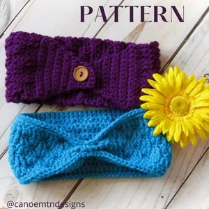 Crochet Ear Warmer Pattern - Textured earwarmer pattern - Ear Warmer Pattern - Crochet Button Earwarmer - Twisted Ear Warmer Pattern