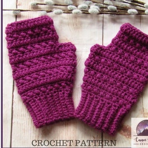 Crochet Fingerless Gloves Pattern - Textured Gloves Pattern - Crochet Pattern - Texting Gloves - Fingerless Gloves Pattern