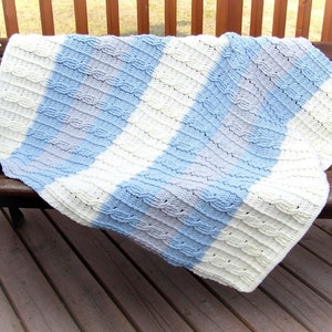 Cable Baby Blanket Pattern - Crochet Baby Blanket Pattern - crochet cable - Unisex baby blanket pattern - Unisex striped blanket pattern