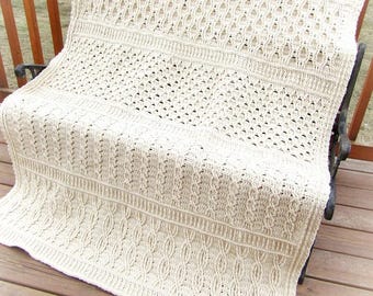 Crochet Blanket Pattern - Crochet Cables Blanket - Unisex Blanket Pattern - Textured Cables Blanket Crochet Pattern
