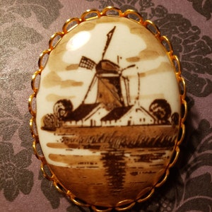 Vintage Enamel Pin Featuring Windmill