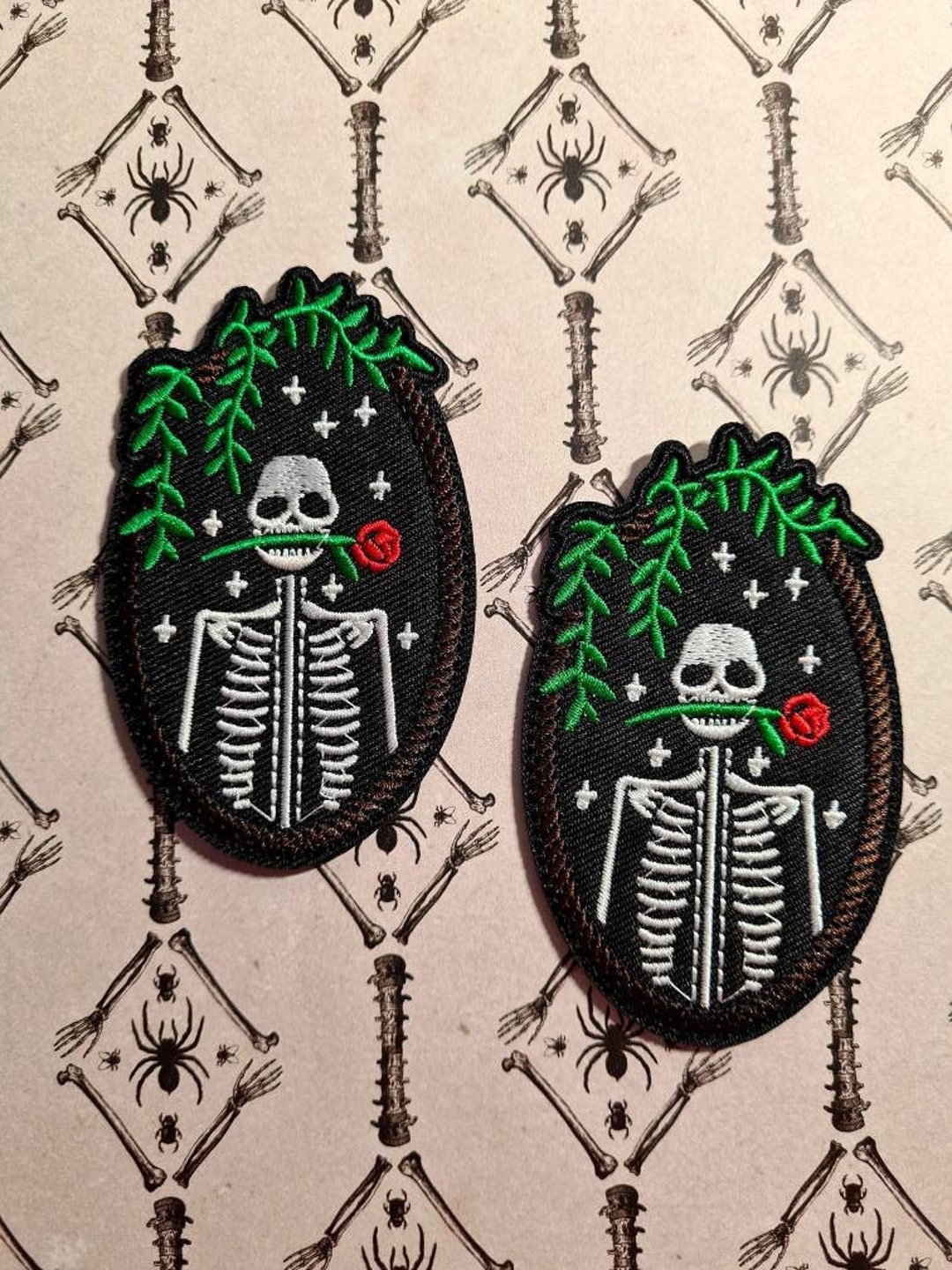 Rose Skeleton Patch - Etsy