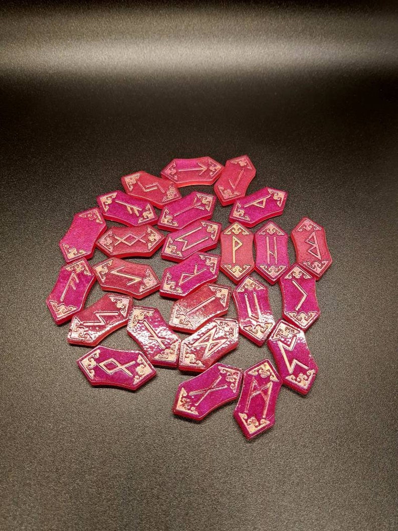 Hot Pink Resin Rune Set | Etsy