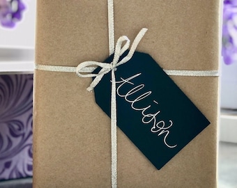 Custom Handwriting Leather Gift Tag: Personalized Stocking Name