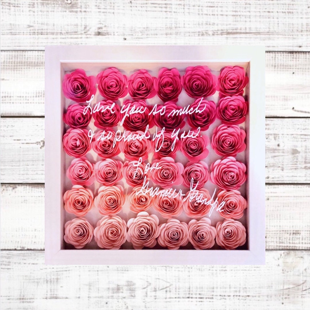 Custom Shadowbox | Personalized Flower Box | Handwritten Gift ...