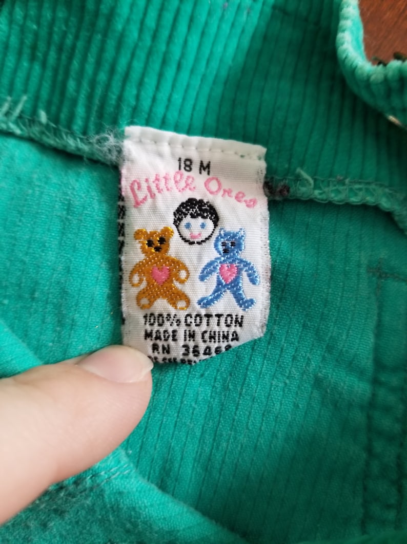 VINTAGE Green Corduroy Overalls Size 18 months