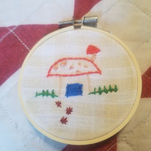 Mushroom House Hoop Embroidery Art
