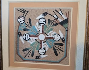 Wirbelwind Log Navajo Sand Art 200x200 Holzrahmen