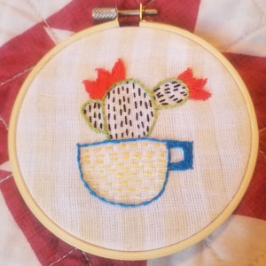 Cactus Hoop Embroidery Art