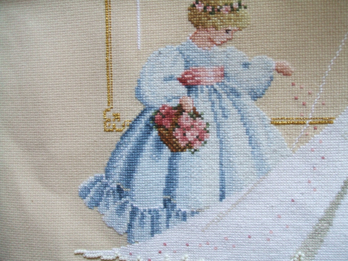 Cross stitch finished completedLAVENDER AND LACEUnited in Etsy