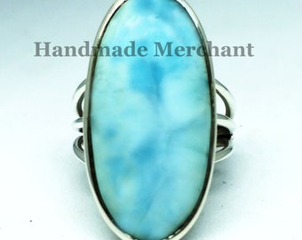 silver beaded design ring ladies larimar jewellery gift. stunning colour Solid Sterling silver Larimar ring
