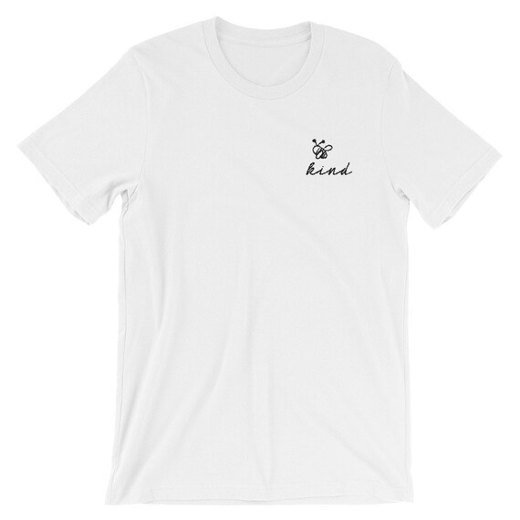 Bee Kind Short Sleeve Unisex T Shirt Pocket Tee Embroidered Etsy