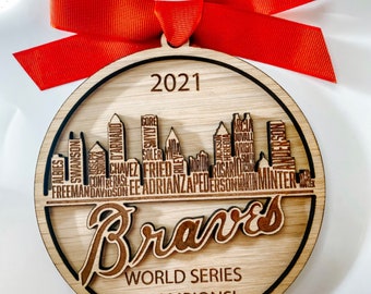 Ornement des champions de la Série mondiale des Braves d’Atlanta: cadeau de Noël, Braves d’Atlanta, cadeau de baseball, cadeau de la Série mondiale