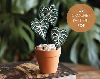 White Veined Clarinervium US Crochet Pattern | Amigurumi Houseplant | Anthurium Clarinervium