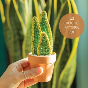 Snake Plant US Crochet Pattern | Amigurumi Houseplant | Sansevieria