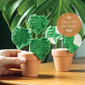 Monstera US Crochet Pattern | Amigurumi Houseplant | Variegated option included