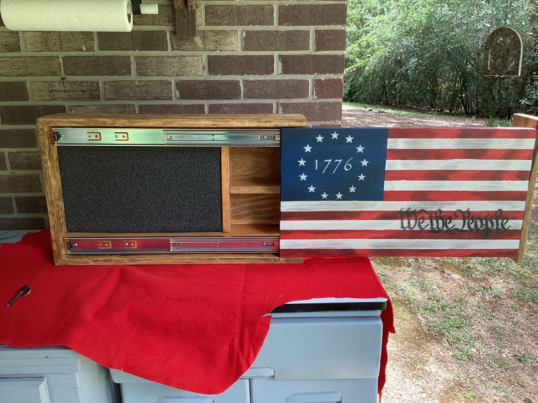 Wood American Flag Concealment Rustic Flag Betsy Ross Red Etsy