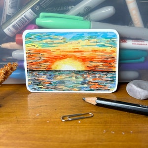 Sunset Vinyl Sticker, coucher de soleil, autocollant, lever du soleil, art du coucher du soleil, art, art du lever du soleil, peinture au coucher du soleil, belle, journalisation, scrapbooking,