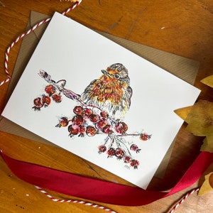 Christmas Robin Card, Christmas Greetings card, Christmas, Christmas card, Robin card, Greetings Card, Robins, Festive Art