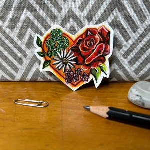 Floral Heart Sticker, Floral Heart, Heart art, sticker, journaling, flower sticker, Heart sticker, love, valentines sticker