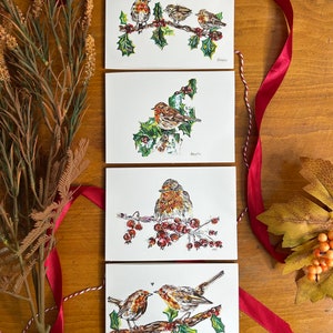 Multipack of 4 Christmas Robin Cards, Greetings cards, Christmas Card, Christmas, Robin, Robin Cards, Festive Art, Merry Christmas