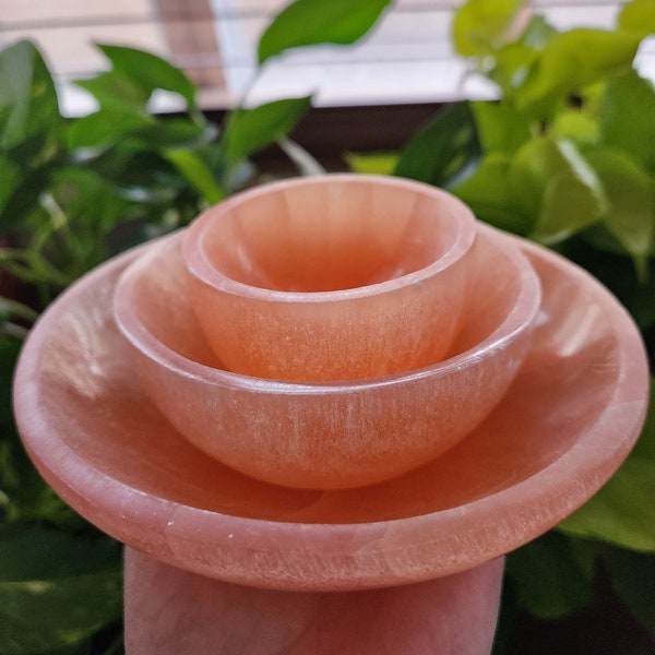 Peach Selenite Bowls