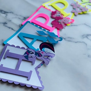 Pony inspired 3D birthday banner