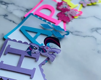 Pony inspired 3D birthday banner