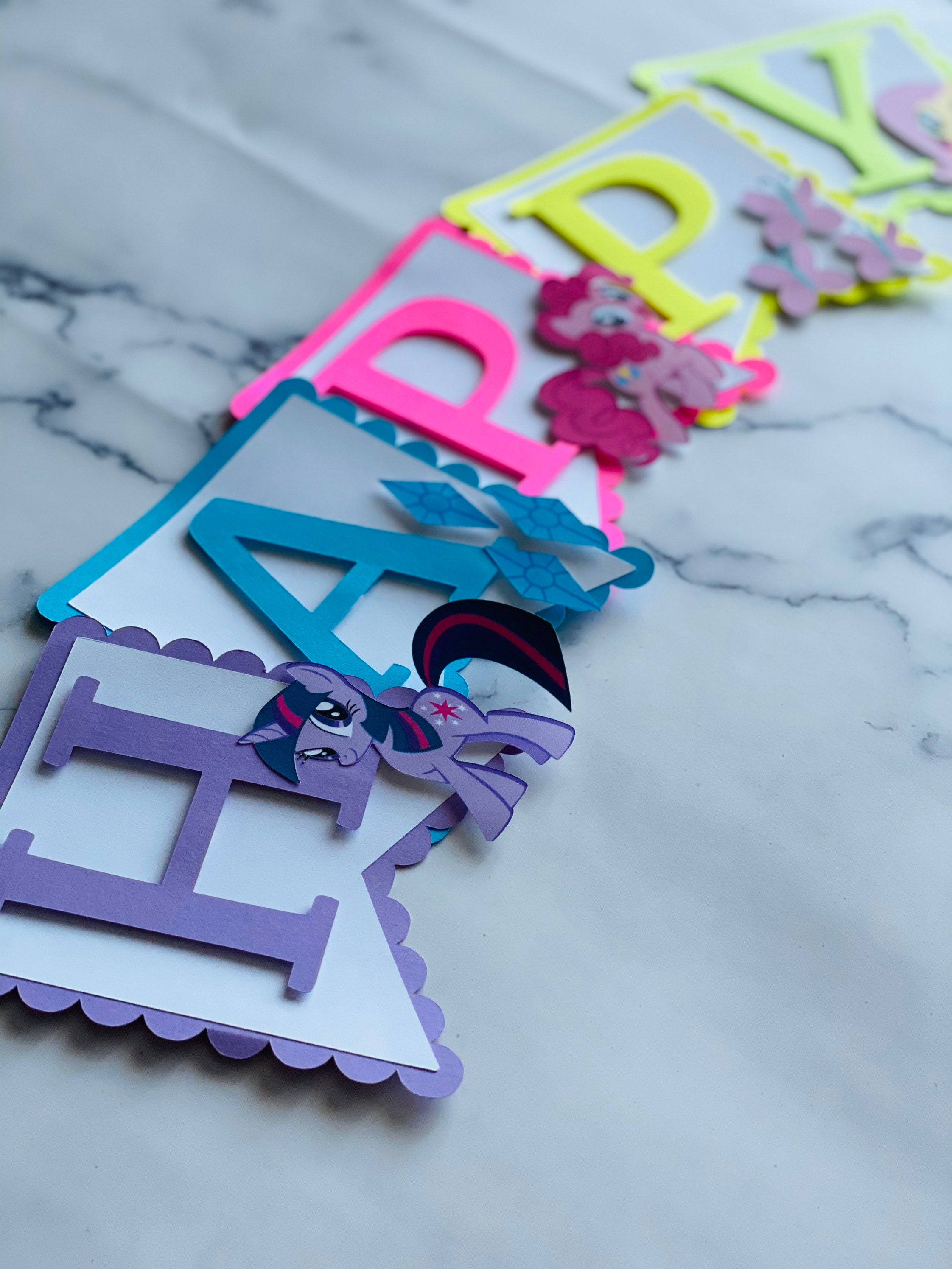 Pony inspired 3D birthday banner