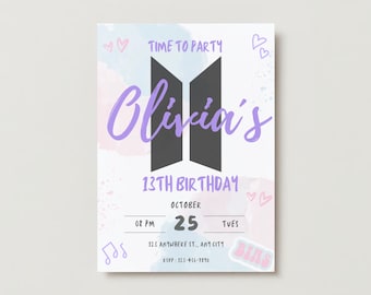 Editable Digital Simple Kpop Invitation (Instant Download)
