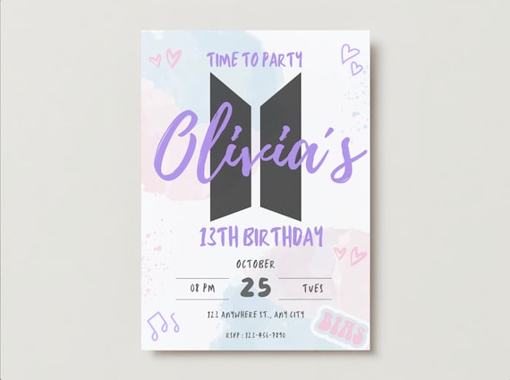 Editable Digital Simple Kpop Invitation (Instant Download)