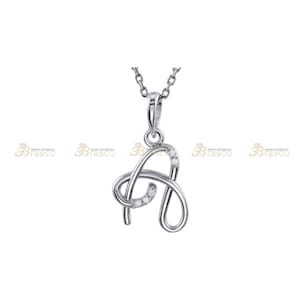 14K White and Yellow Gold Lowercase Initial 18&quot; Necklace,Initial Necklace,Diamond Initial Necklace,Gift for Her,Diamond Letter Pendant