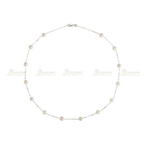 Sterling Silver Freshwater Cultured Pearl Station 18&quot; Necklace and 7.5&quot; Bracelet,Gemstone Jewelry,Pearl Bracelet,Gold Pearl Necklace