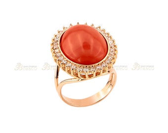 Coral ring in 14k yellow gold,Coral Jewelry,Handmade Coral Ring,Best Jewelry Designs