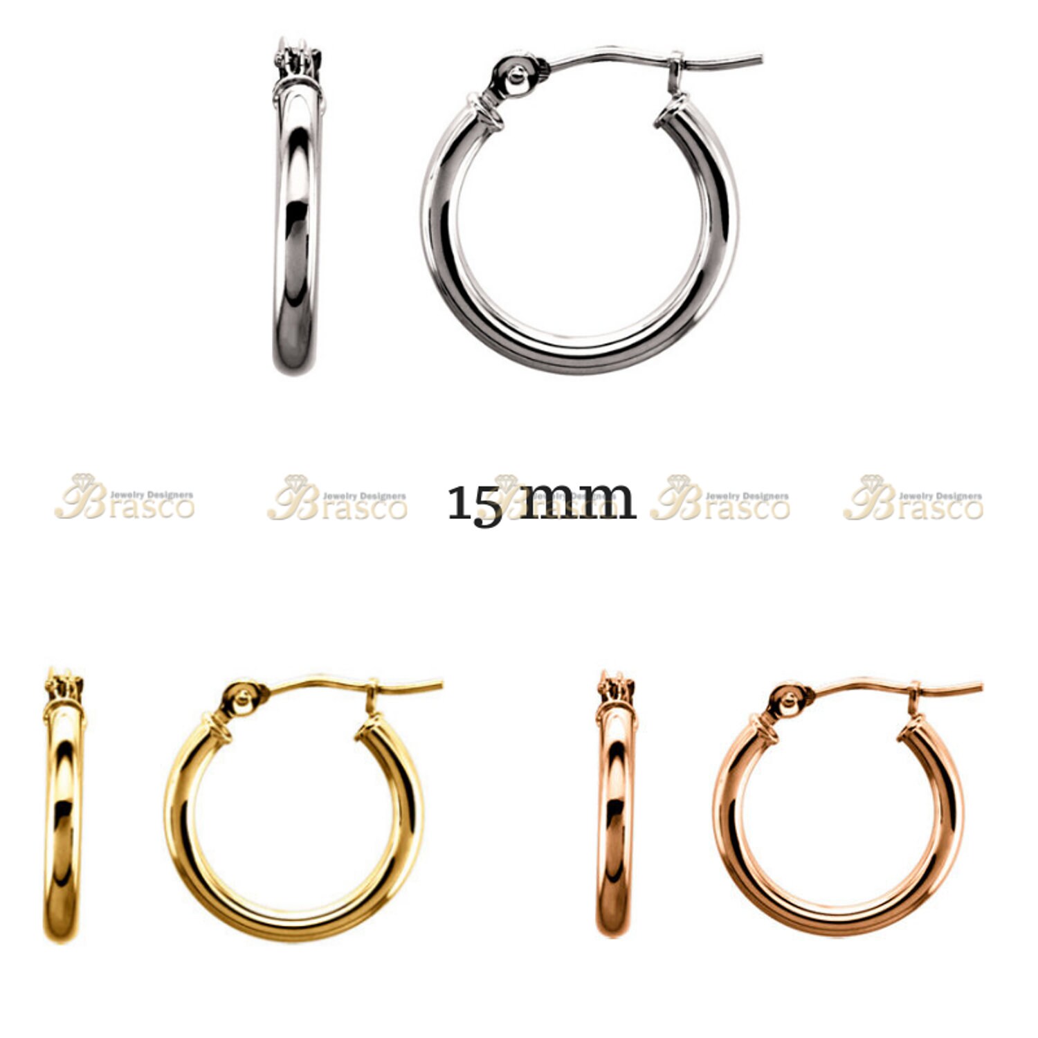 Massiv Gold Reifen Ohrringe 1 Mm 14K Massiv Gelbgold Ohrringe – Gedrehtes Seil, Dünner Reifen (1mm), 10-20mm, Aus Den USA Creolen Ohrringe 14K Gold