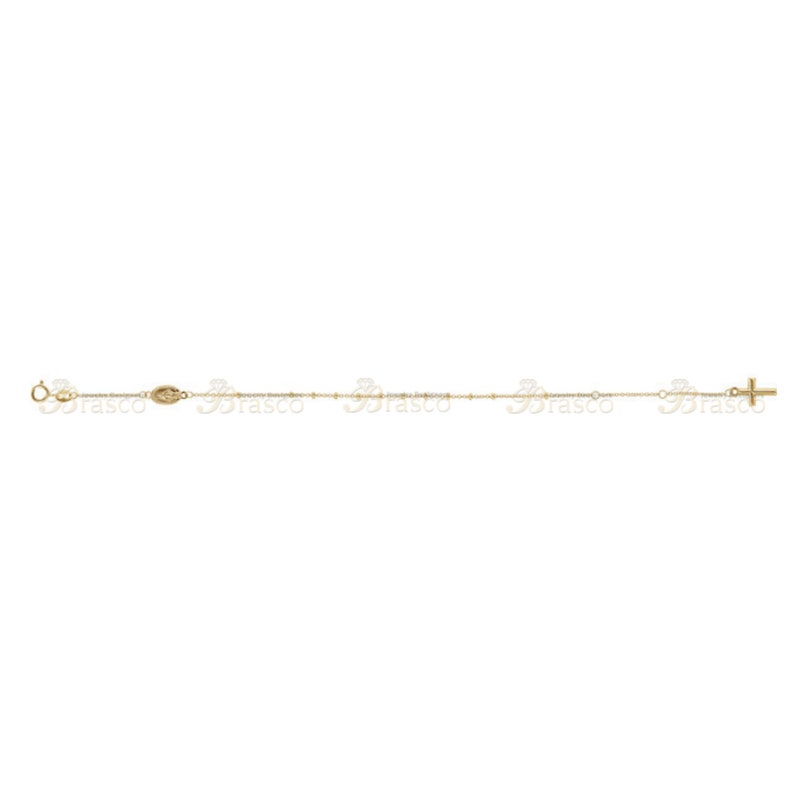 14K Yellow Gold Adjustable Rosary Bracelet with Miraculous Medal,Custom Bible Verse Jewelry,Religious Bracelet,Gold Medal and Cross Bracelet