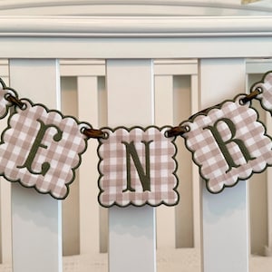 Baby Name Banner, Custom Baby Name Banner, Embroidered Baby Banner Custom Embroidered Banner Birthday Party Decor Baby Shower First Birthday