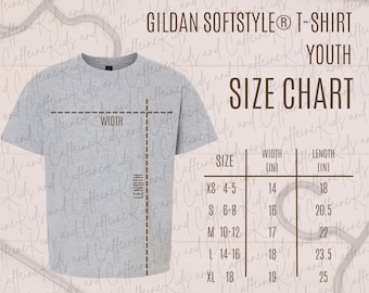 Gildan Softstyle T-Shirt Youth Size Chart - Color Chart - PNG
