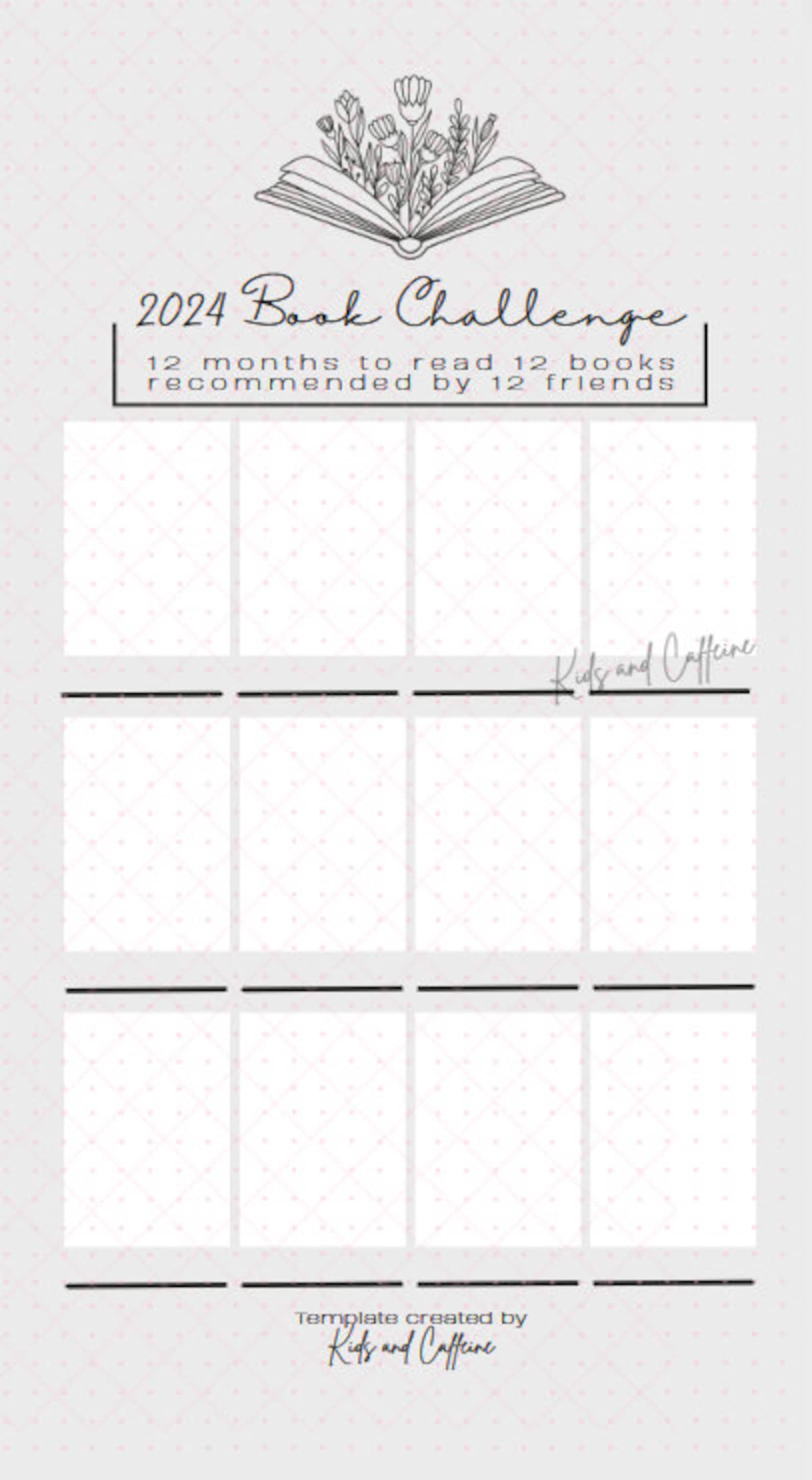 2024 Book Challenge Template PNG PDF PSD 12 Book 12 Friend 12