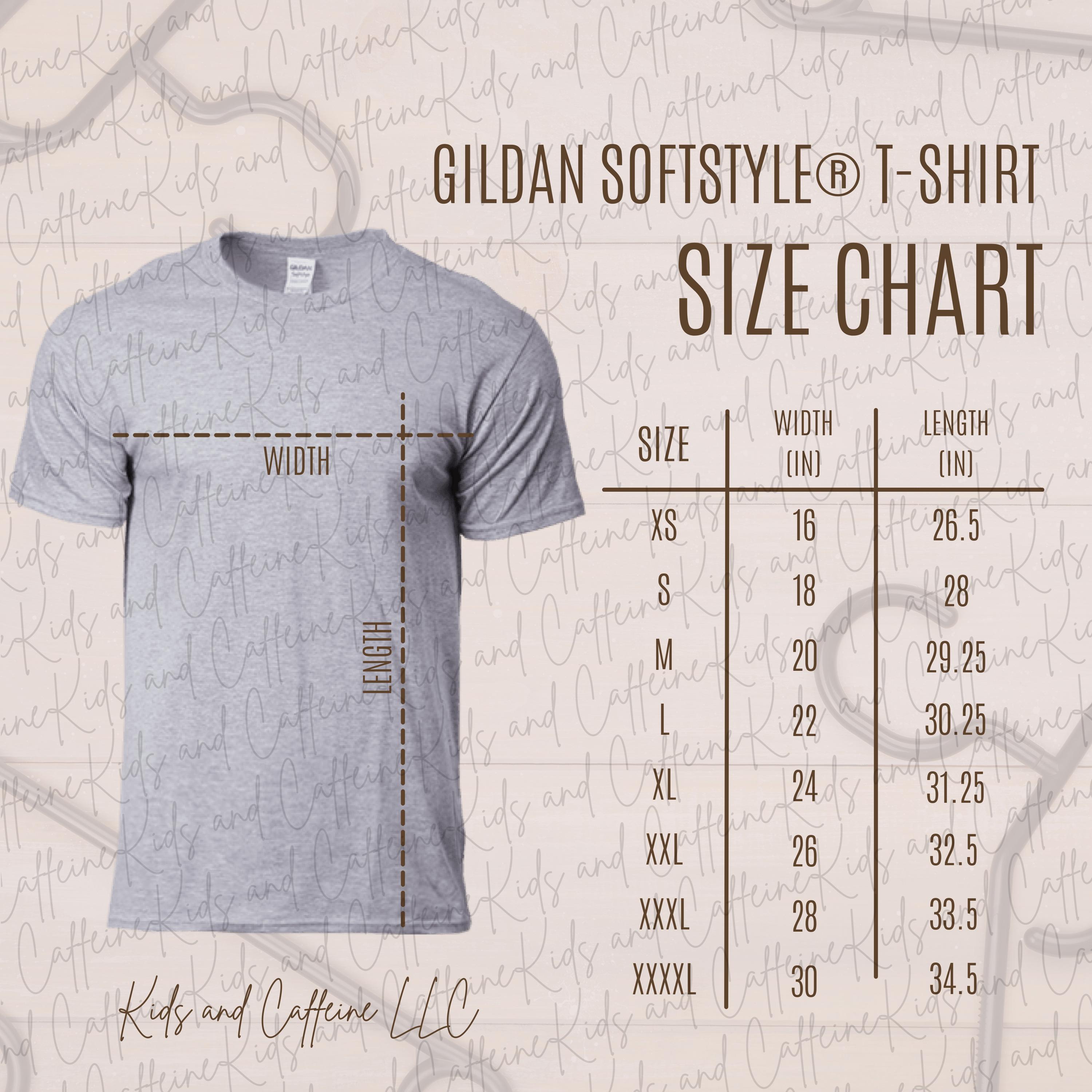 Gildan Softstyle Tshirt Size Chart Color Chart PNG Etsy