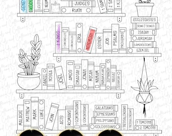 Bible Bookshelf Tracker Coloring Page (Printable PNG, PDF, JPG)