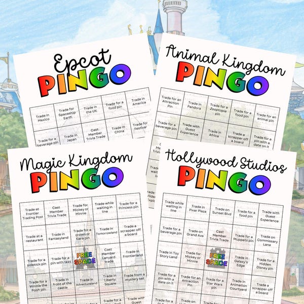 Op Disney Parks geïnspireerde ruilspeld bingo afdrukbaar | Speldruilspel | Disney-vakantieactiviteit | Pdf direct downloaden