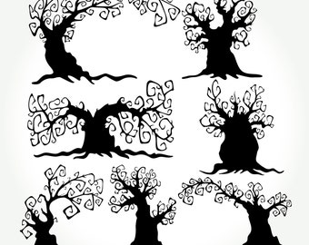 Spooky Tree Clipart Etsy