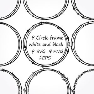 9 circle frame SVG, circle frame PNG, circle borders download,circle arrows SVG, circle monogram frame bundle.