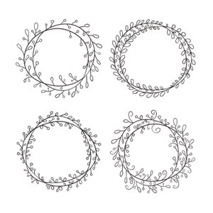 12 Frames PNG, EPS,12 Doodle Frame,digital flower frame,12 floral wreaths,Digital frame,digital border,wreath clipart.
