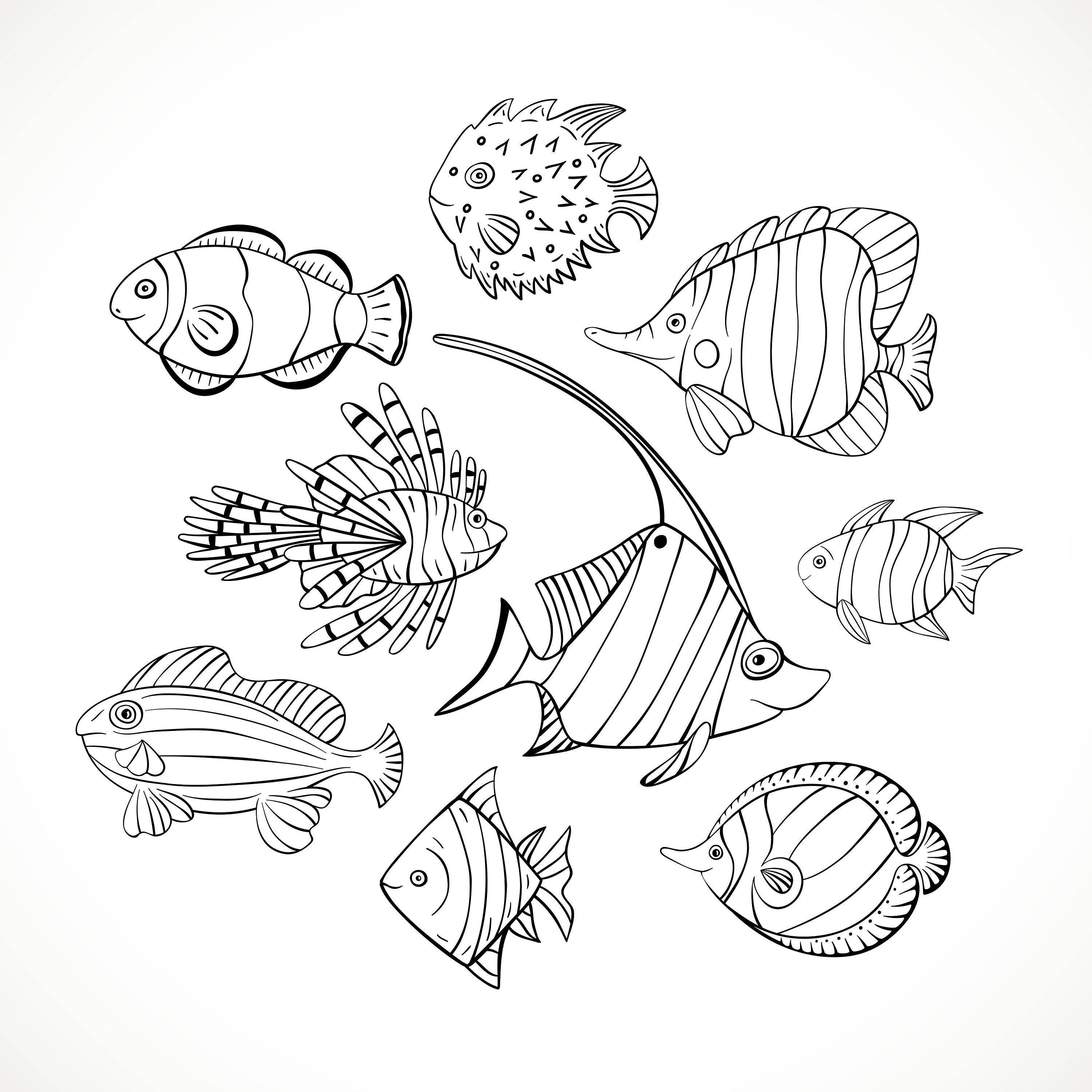 Set 9 Hand-drawn Fish.png Doodle Fishes.svg Fish Clipart. Fish