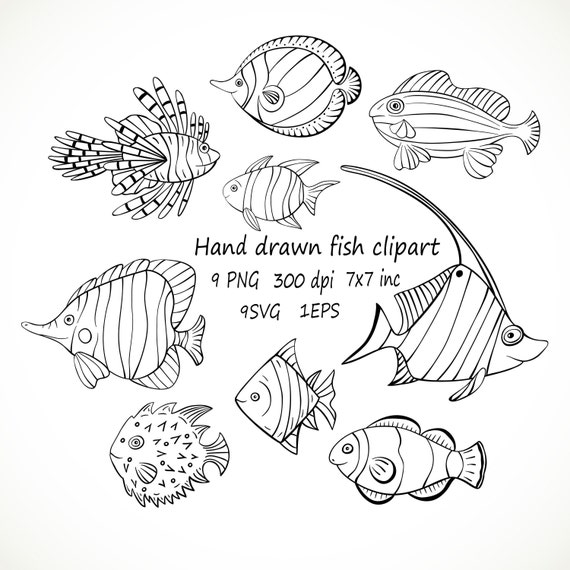 Set 9 Hand-drawn Fish.png Doodle Fishes.svg Fish Clipart. Fish Doodle  Digital Clipart. -  Canada