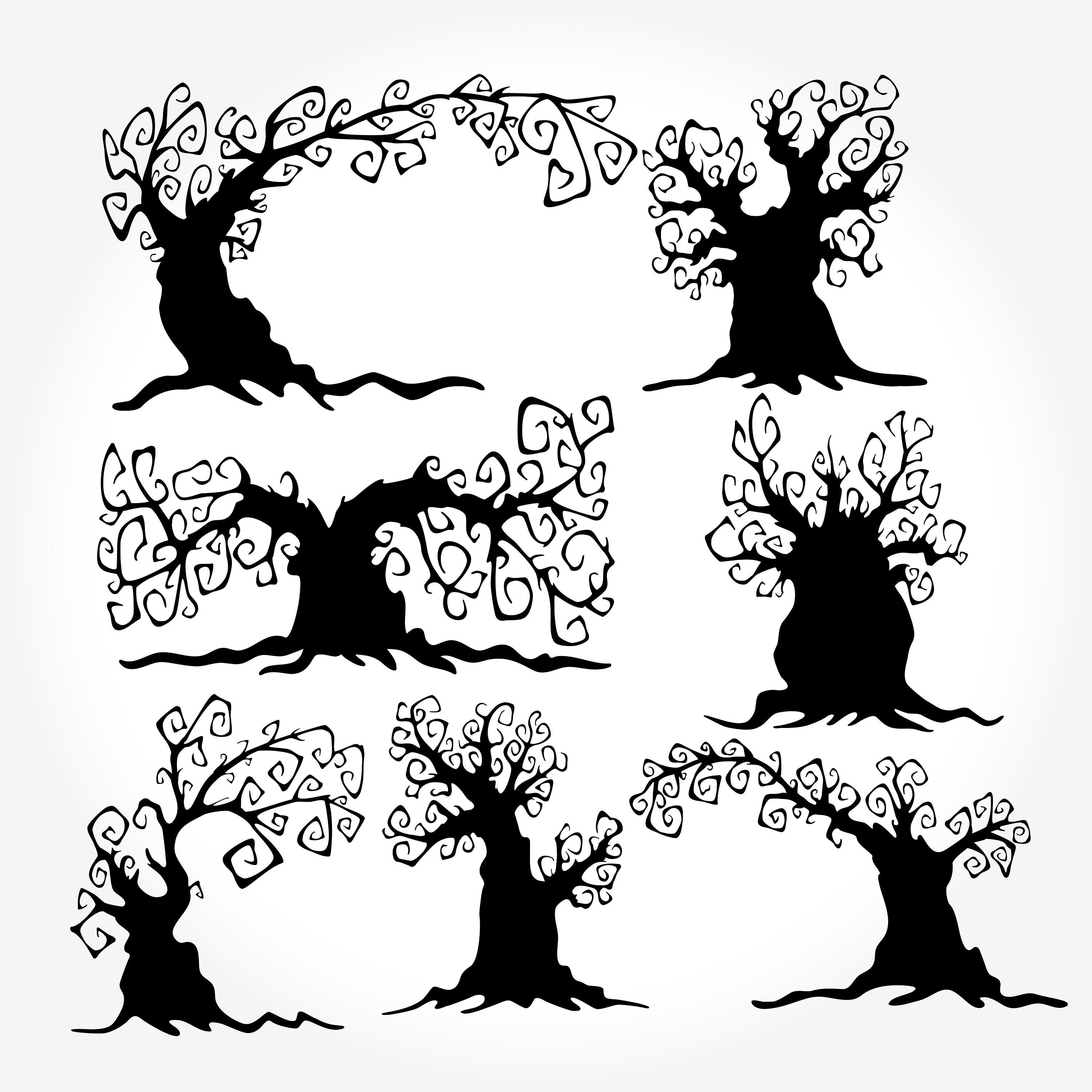 Halloween Spooky Tree Clipart SVG Spooky Trees PNG Halloween Etsy