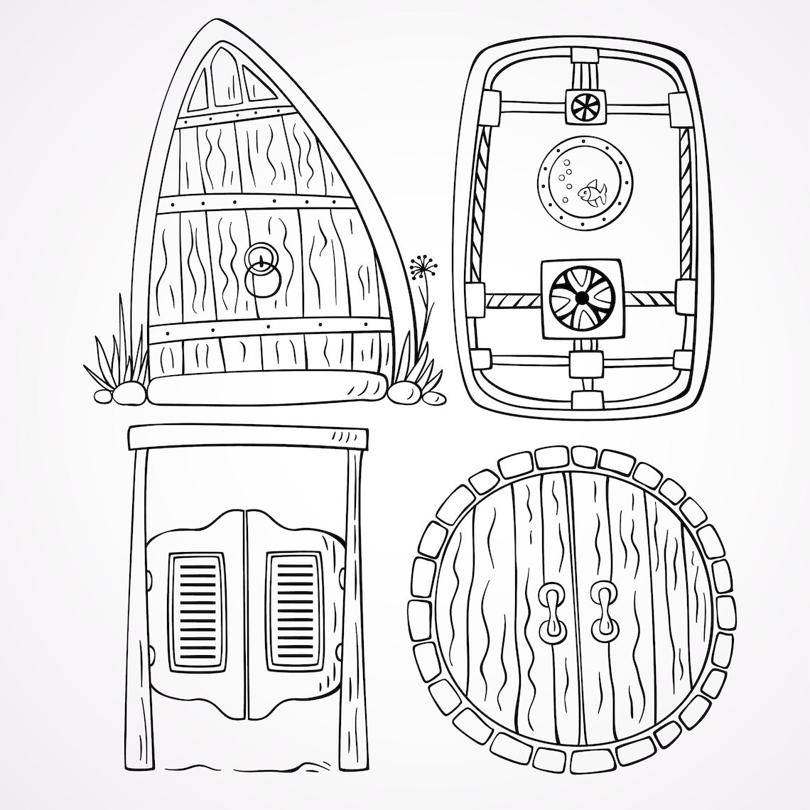 Handdrawn Doors Clipart Doors SVG Doors PNG 15 Separete Etsy